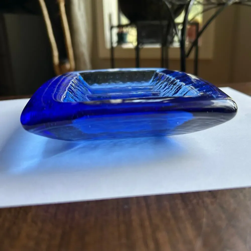 Fire and Light Cobalt Blue Soap dish recycled glass